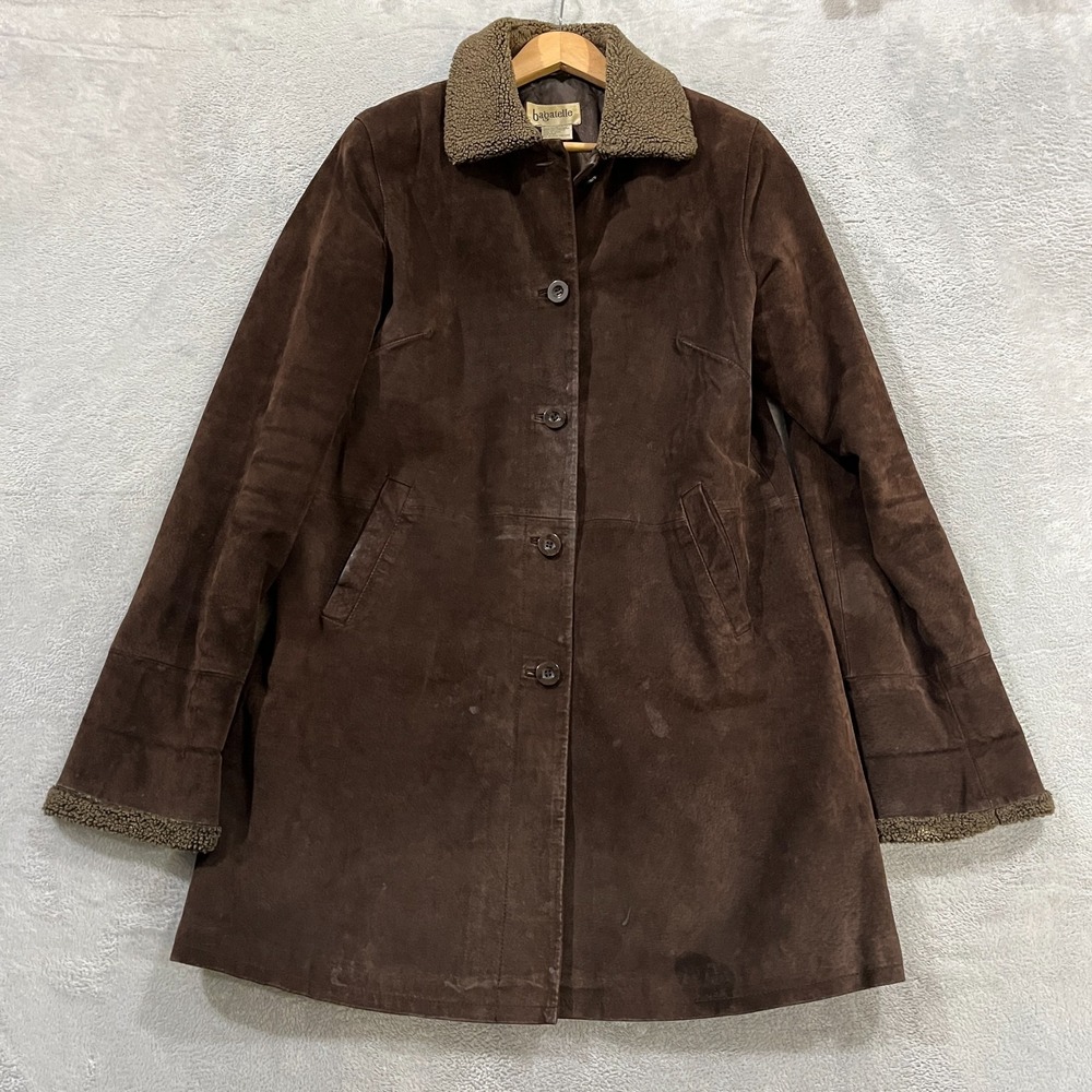Vintage Bagatelle Coat Womens Medium Brown Suede Faux Fur Quilted 90s Western